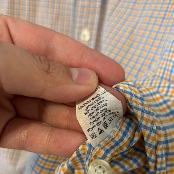 J. Crew Men's blue and orange Checkered Shirt sz M - Picture 7 of 9